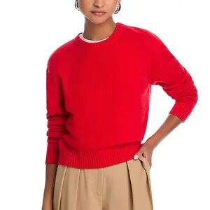 NWT Good American Women’s Cozy Crew Neck Sweater in Grenadine Red Size 2XL